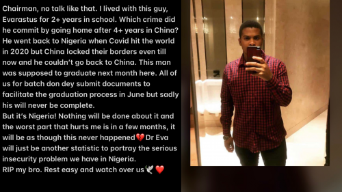 Friends Mourn As Gunmen Kill China-based Nigerian Medical Student – Enugu